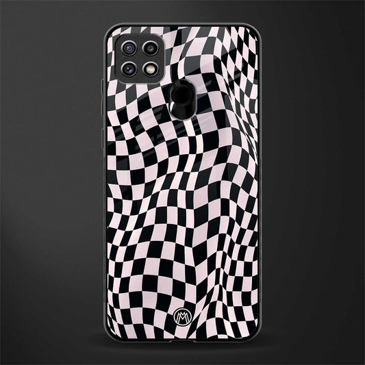 trippy b&w check pattern glass case for oppo a15s image