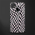 trippy b&w check pattern glass case for oppo a15 image