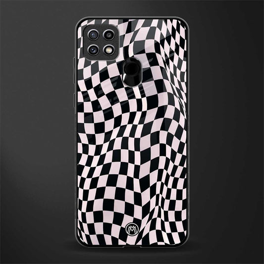 trippy b&w check pattern glass case for oppo a15 image