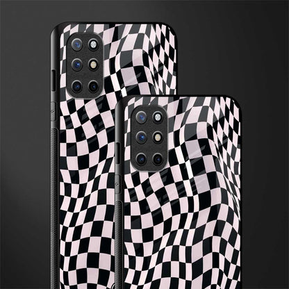 trippy b&w check pattern glass case for oneplus 8t image-2