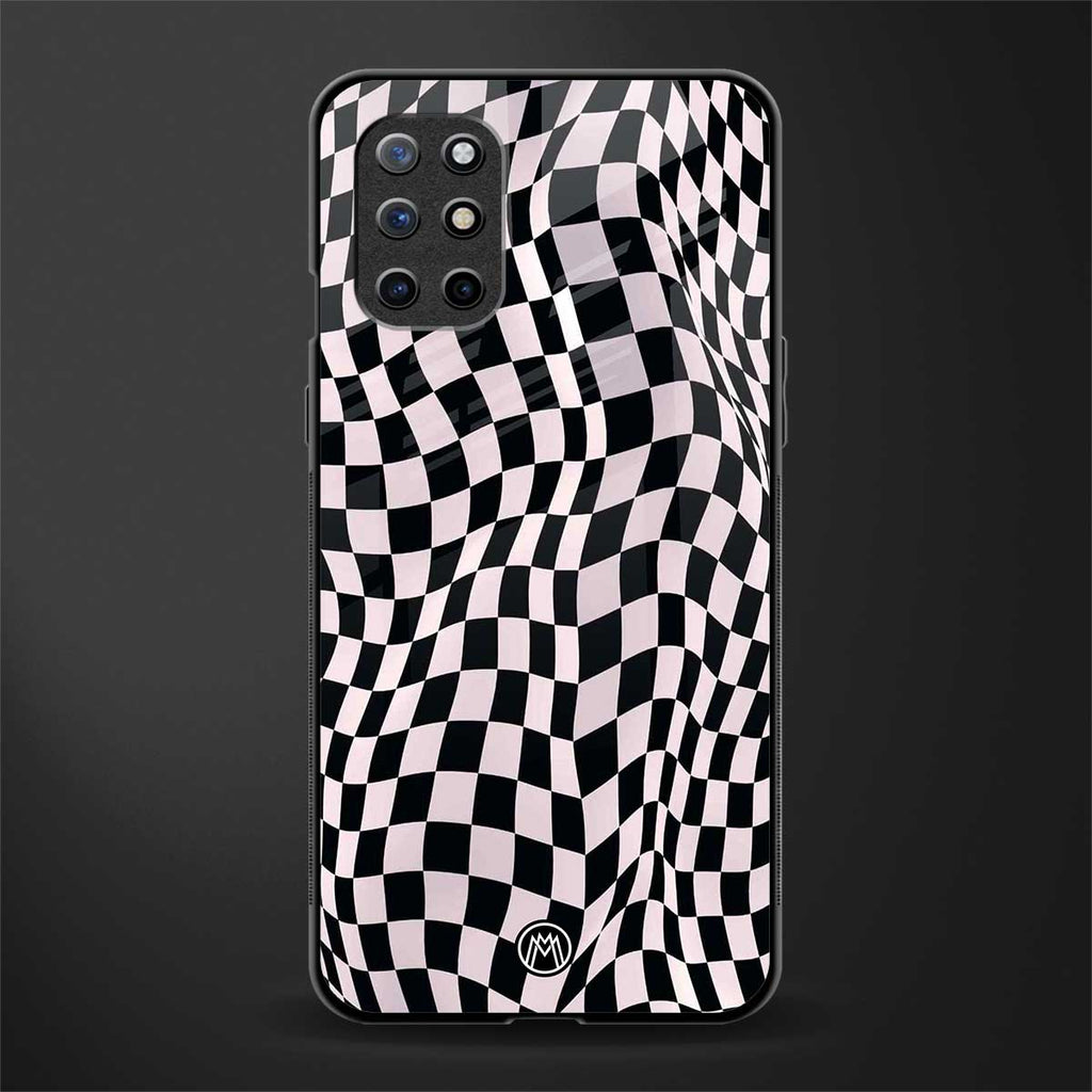 trippy b&w check pattern glass case for oneplus 8t image