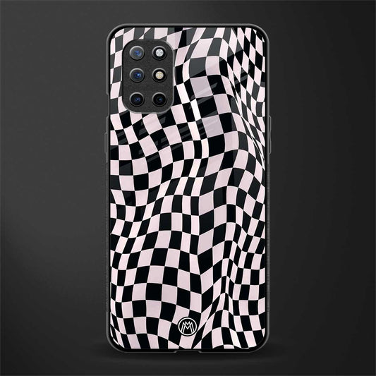 trippy b&w check pattern glass case for oneplus 8t image