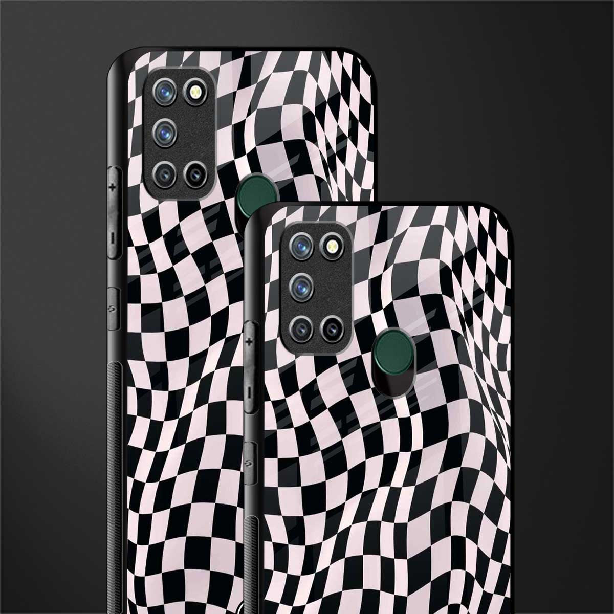 trippy b&w check pattern glass case for realme 7i image-2