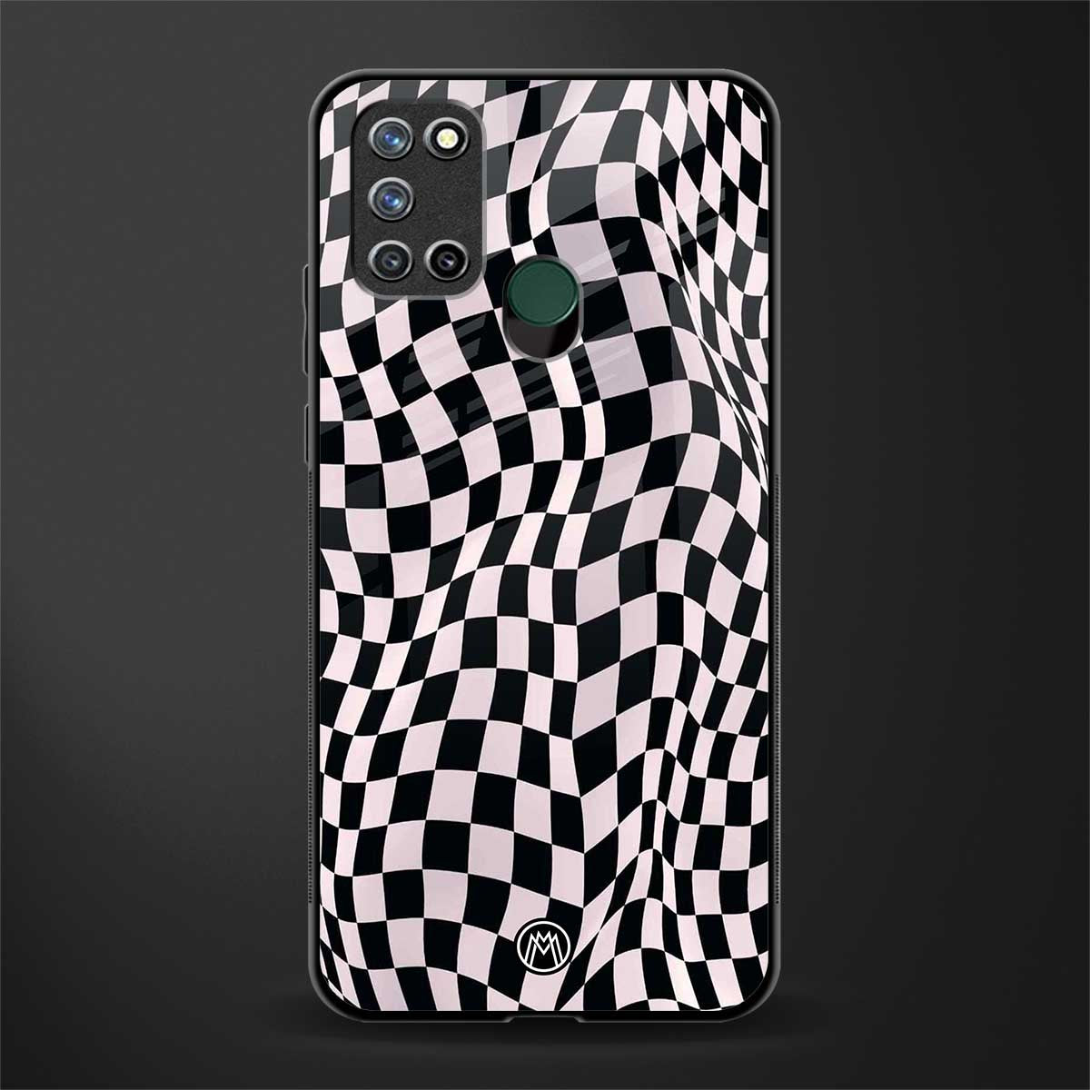 trippy b&w check pattern glass case for realme 7i image