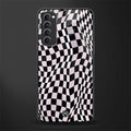 trippy b&w check pattern glass case for oppo reno 4 pro image