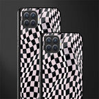 trippy b&w check pattern glass case for oppo f17 image-2