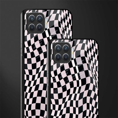 trippy b&w check pattern glass case for oppo f17 pro image-2