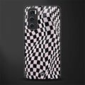 trippy b&w check pattern glass case for vivo v20 se image
