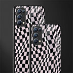 trippy b&w check pattern glass case for oppo reno 5 pro image-2