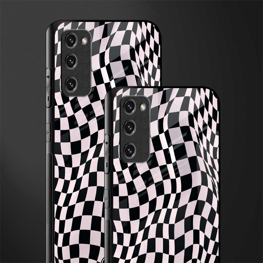 trippy b&w check pattern glass case for samsung galaxy s20 fe image-2