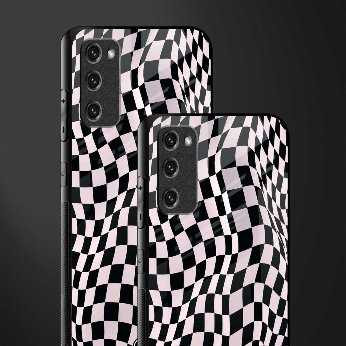 trippy b&w check pattern glass case for samsung galaxy s20 fe image-2
