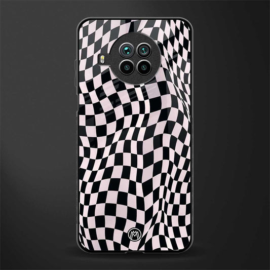 trippy b&w check pattern glass case for mi 10i image