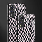 trippy b&w check pattern glass case for vivo y51a image-2