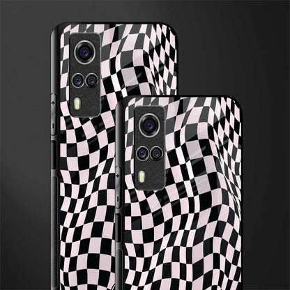 trippy b&w check pattern glass case for vivo y31 image-2