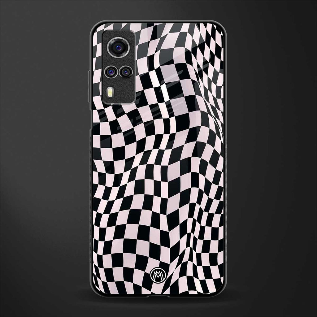 trippy b&w check pattern glass case for vivo y51a image