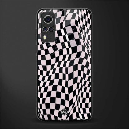 trippy b&w check pattern glass case for vivo y31 image