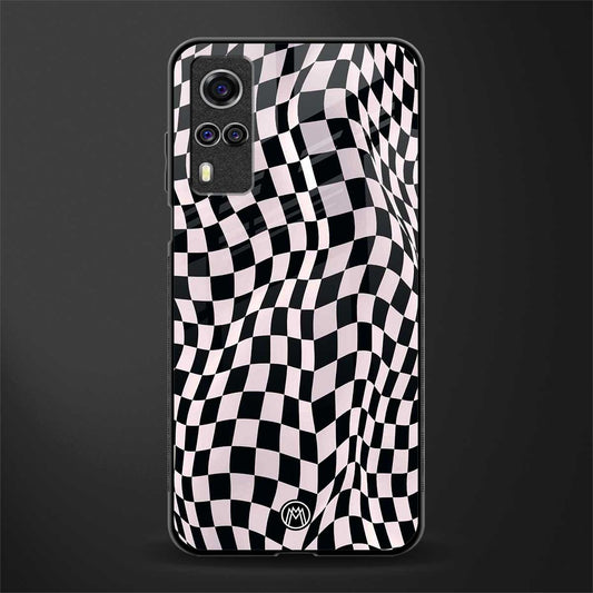 trippy b&w check pattern glass case for vivo y51 image