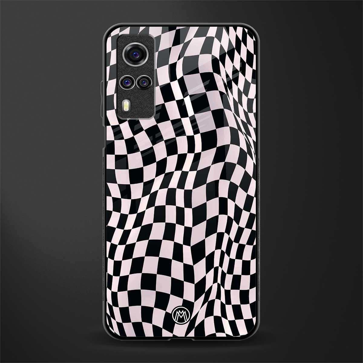 trippy b&w check pattern glass case for vivo y53s image