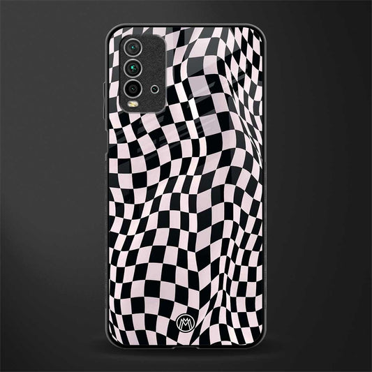 trippy b&w check pattern glass case for redmi 9 power image