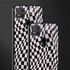 trippy b&w check pattern glass case for redmi 9c image-2