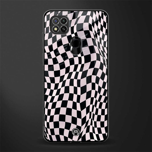 trippy b&w check pattern glass case for poco c31 image