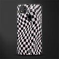 trippy b&w check pattern glass case for redmi 9c image