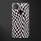 trippy b&w check pattern glass case for redmi 9c image