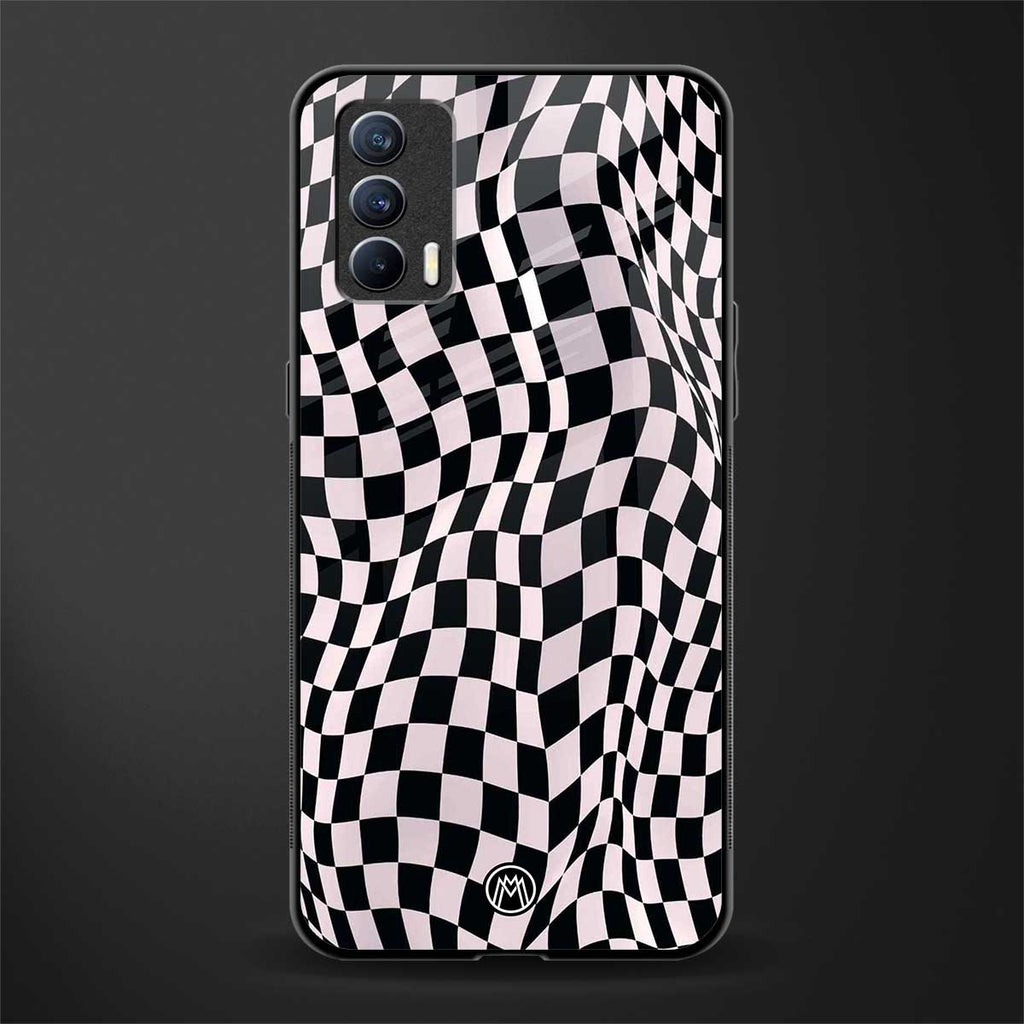 trippy b&w check pattern glass case for realme x7 image