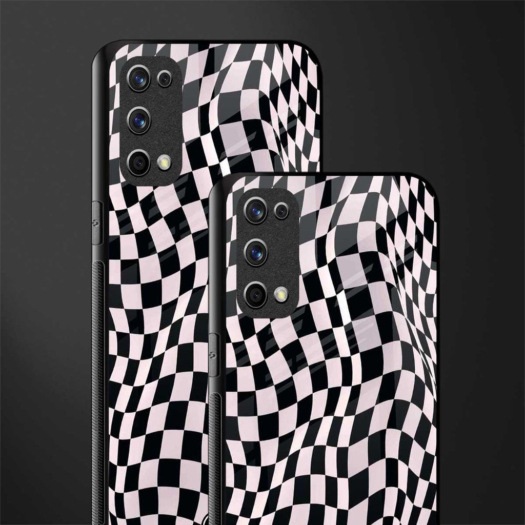 trippy b&w check pattern glass case for realme x7 pro image-2