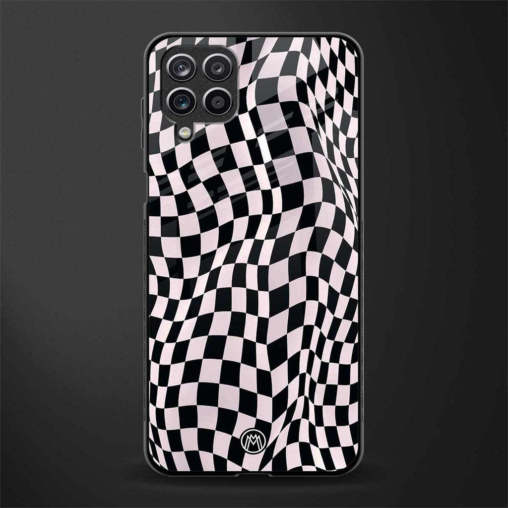 trippy b&w check pattern glass case for samsung galaxy a12 image