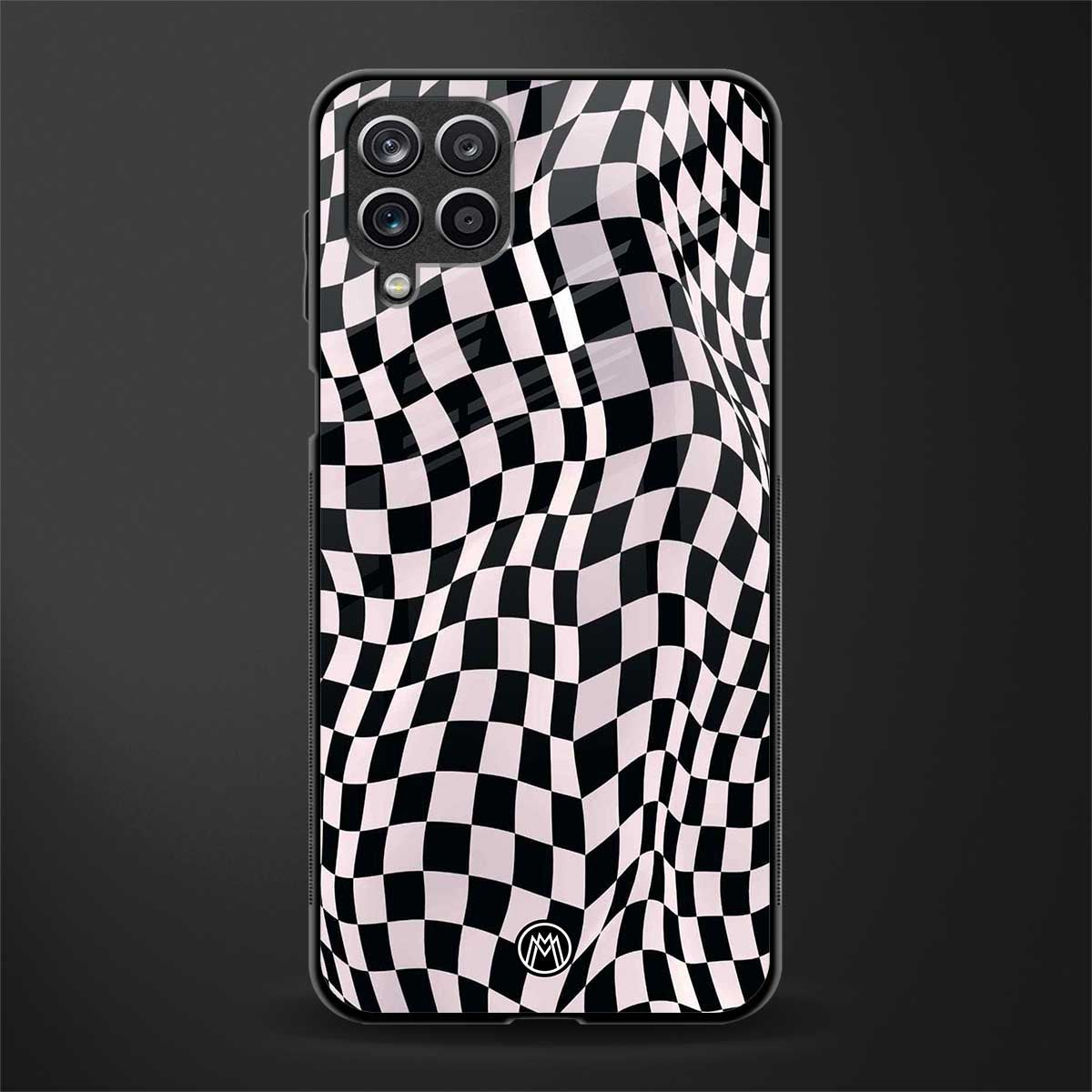 trippy b&w check pattern glass case for samsung galaxy a12 image
