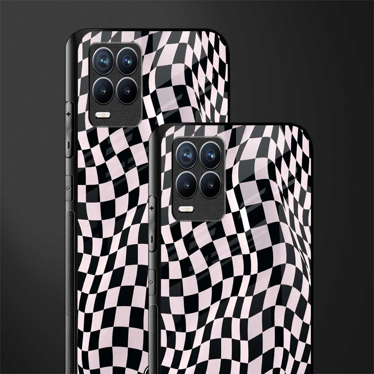 trippy b&w check pattern glass case for realme 8 4g image-2