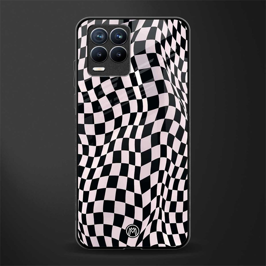 trippy b&w check pattern glass case for realme 8 pro image