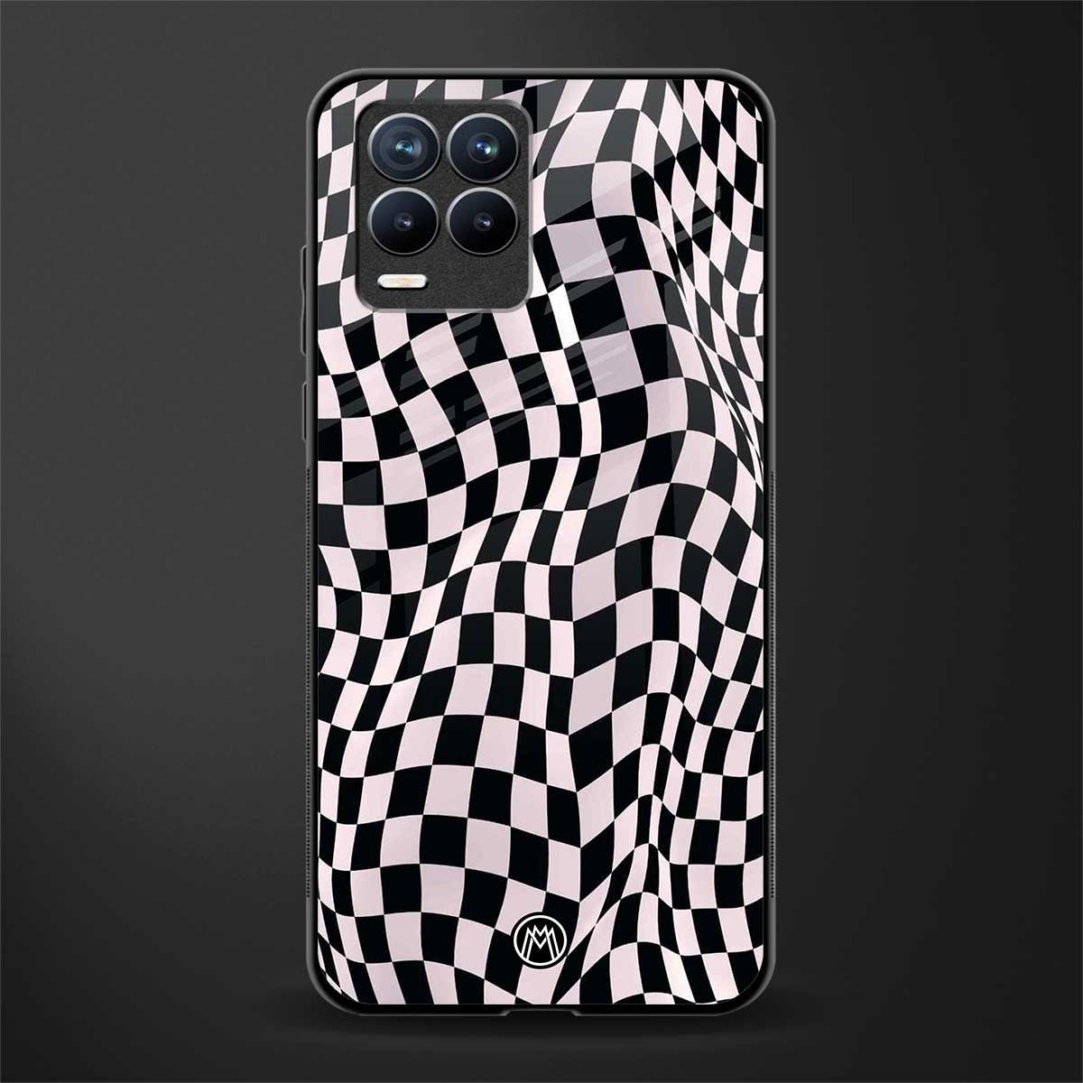 trippy b&w check pattern glass case for realme 8 4g image