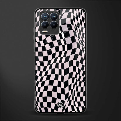 trippy b&w check pattern glass case for realme 8 4g image