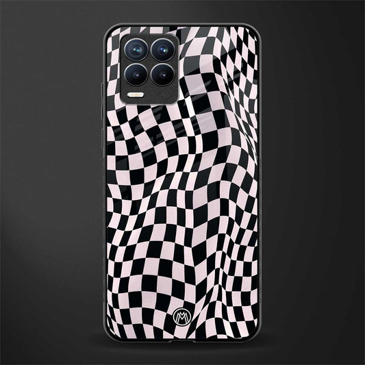 trippy b&w check pattern glass case for realme 8 4g image