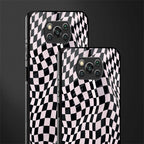 trippy b&w check pattern glass case for poco x3 image-2