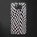 trippy b&w check pattern glass case for poco x3 image