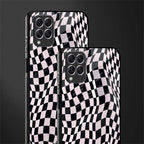 trippy b&w check pattern glass case for samsung galaxy f62 image-2