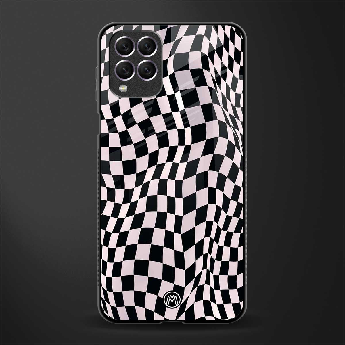 trippy b&w check pattern glass case for samsung galaxy f62 image