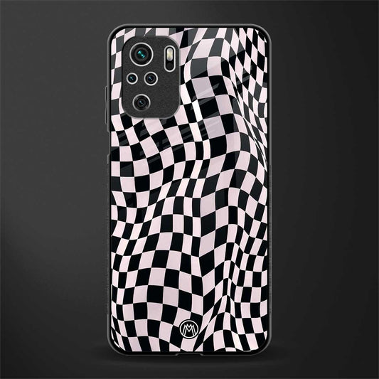 trippy b&w check pattern glass case for redmi note 10 image