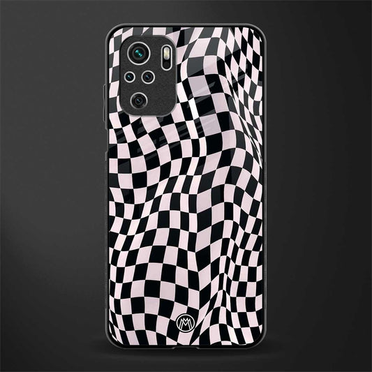 trippy b&w check pattern glass case for redmi note 10s image