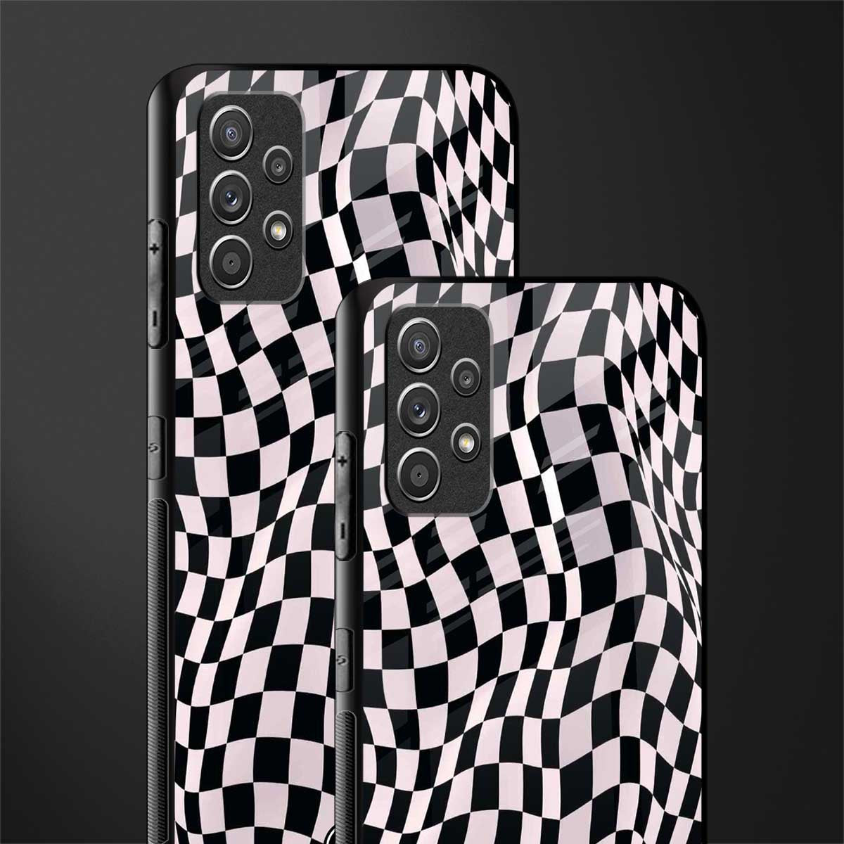 trippy b&w check pattern glass case for samsung galaxy a32 4g image-2