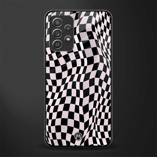 trippy b&w check pattern glass case for samsung galaxy a32 4g image