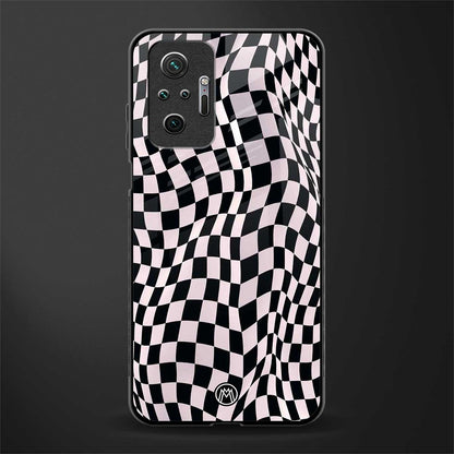 trippy b&w check pattern glass case for redmi note 10 pro max image