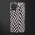 trippy b&w check pattern glass case for oppo f19 pro image