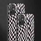 trippy b&w check pattern glass case for oppo f19 pro plus image-2