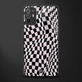 trippy b&w check pattern glass case for oppo f19 pro plus image