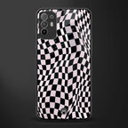 trippy b&w check pattern glass case for oppo f19 pro plus image