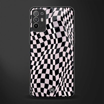 trippy b&w check pattern glass case for oppo f19 pro plus image